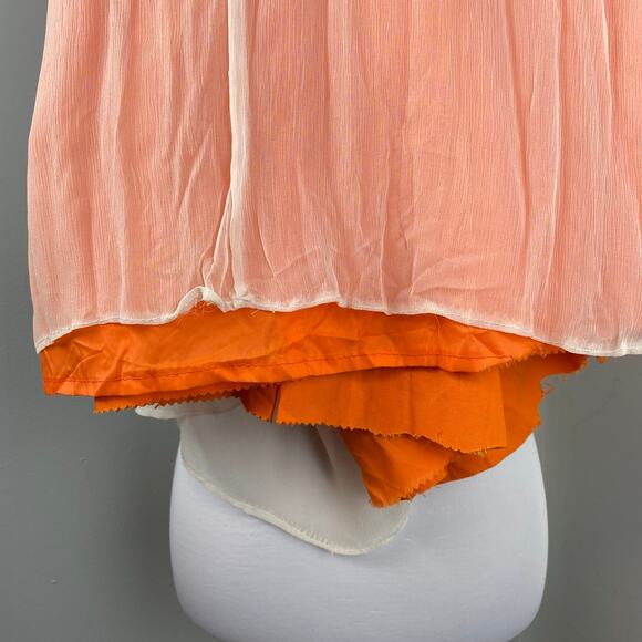 Vintage 60s Orange Empire Waist Sleeveless Chiffon Maxi Gown - Picture 11 of 12
